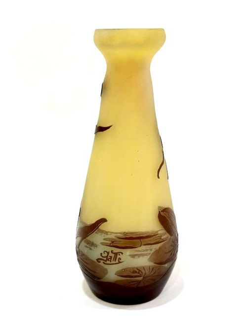 Vaso Art Nouveau Gallé "con Ninfee e Sagittario"