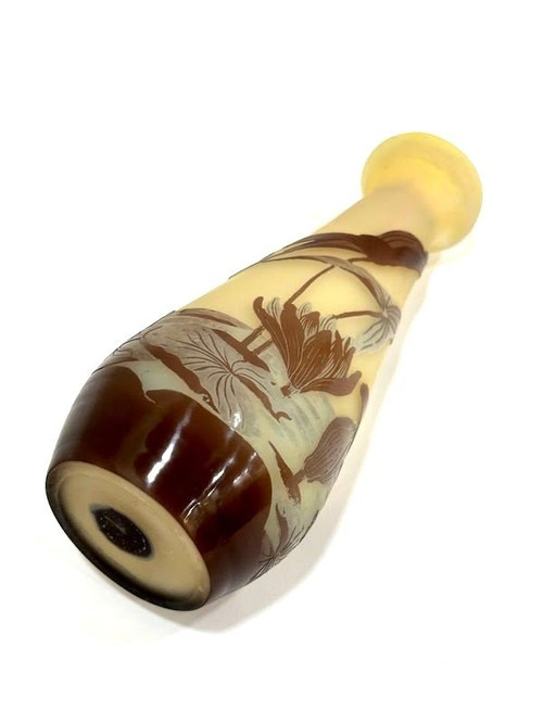 Vaso Art Nouveau Gallé "con Ninfee e Sagittario"