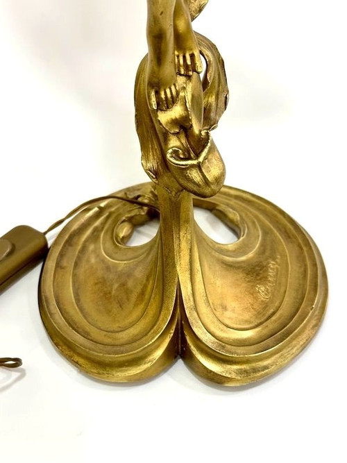 Lampe En Bronze  " Nymphe Art Nouveau"