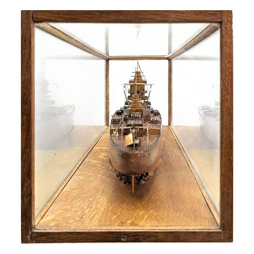 Model Of Cuirassier Boat Under Showcase, Meticulous Work From The 1950s