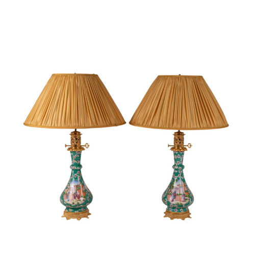 Pair Of Canton Porcelain And Bronze Lamps, Circa 1880, LS5546774B