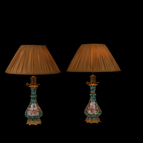 Pair Of Canton Porcelain And Bronze Lamps, Circa 1880, LS5546774B