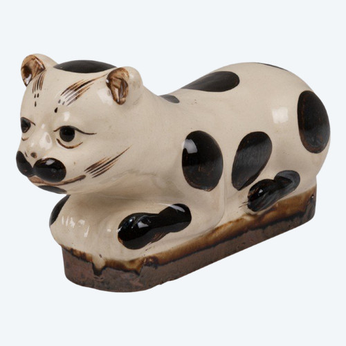 Gatto in ceramica bianca e nera, 1900 circa, LS5559209E