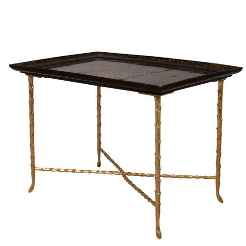 Maison Baguès, Lacquer And Bronze Table, 1970s, LS5451708A