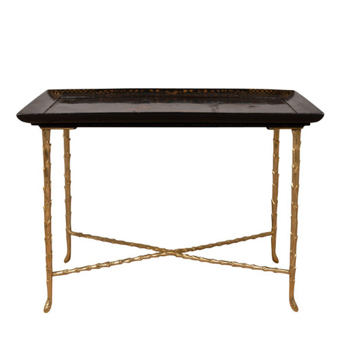 Maison Baguès, Lacquer And Bronze Table, 1970s, LS5451708A