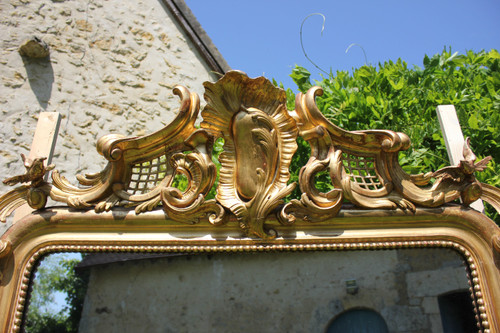 Very Large Antique Floor Standing Mirror, Gold Leaf, Mercury Ice, 135 X 213 Cm