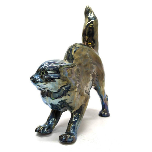 Ruffled Cat In Iridescent Earthenware Sulfide Eyes