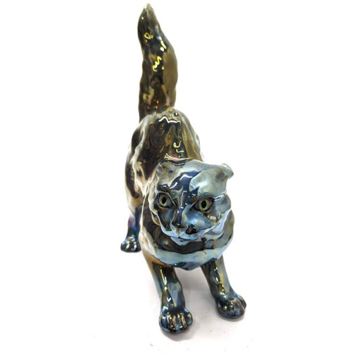 Ruffled Cat In Iridescent Earthenware Sulfide Eyes