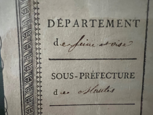 Ludwig XVIII., 1822, Restaurationszeit, Reisepass der Stadt Mulcent Yvelines 78, datiert 14. Mai 1822