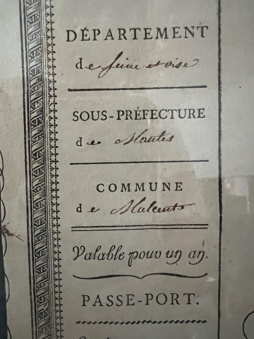 Ludwig XVIII., 1822, Restaurationszeit, Reisepass der Stadt Mulcent Yvelines 78, datiert 14. Mai 1822