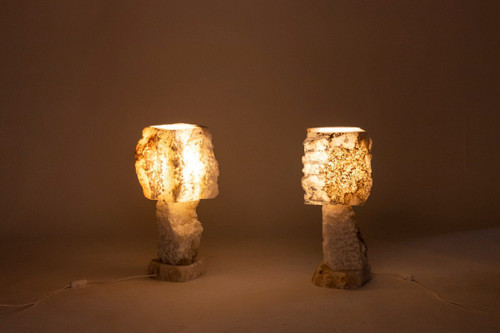 Pair Of Alabaster Lamps, Contemporary Work, LS5406881B