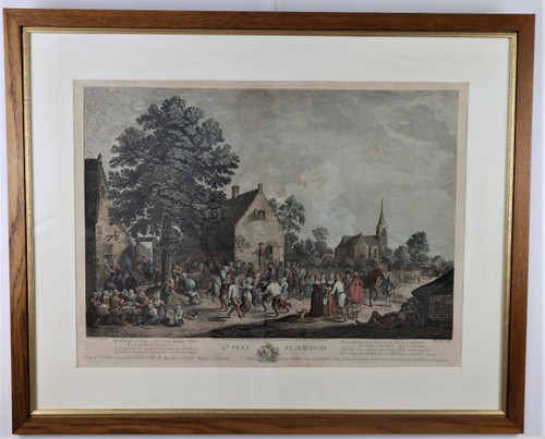 D.Teniers, J P Le Bas, Les Fêtes Flamandes, Suite De 6 Gravures Aquarellées, 18th century.