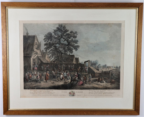 D.Teniers, J P Le Bas, Les Fêtes Flamandes, Suite De 6 Gravures Aquarellées, 18th century.