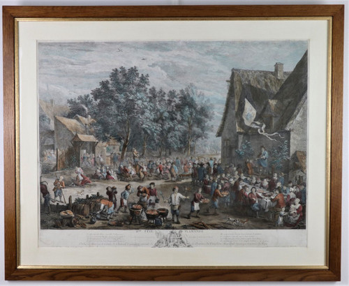 D.Teniers, J P Le Bas, Les Fêtes Flamandes, Suite De 6 Gravures Aquarellées, 18th century.