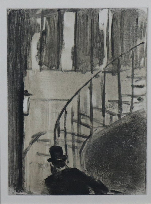 Degas Edgard (dopo), Eau Forte, Ludovic Halevy Montant Les Escaliers