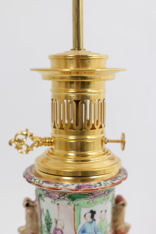 Pair Of Canton Porcelain And Gilt Bronze Lamps, Circa 1880, LS4849553A