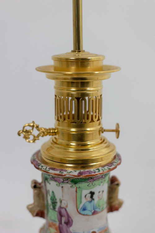 Pair Of Canton Porcelain And Gilt Bronze Lamps, Circa 1880, LS4849553A