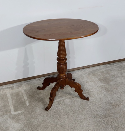 Small Oak and Walnut Pedestal Table - Late 19th century