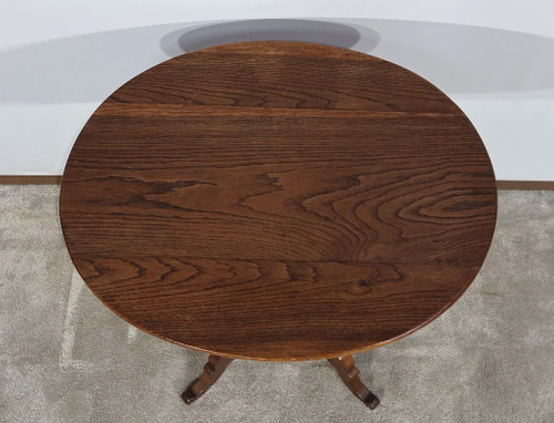 Small Oak and Walnut Pedestal Table - Late 19th century