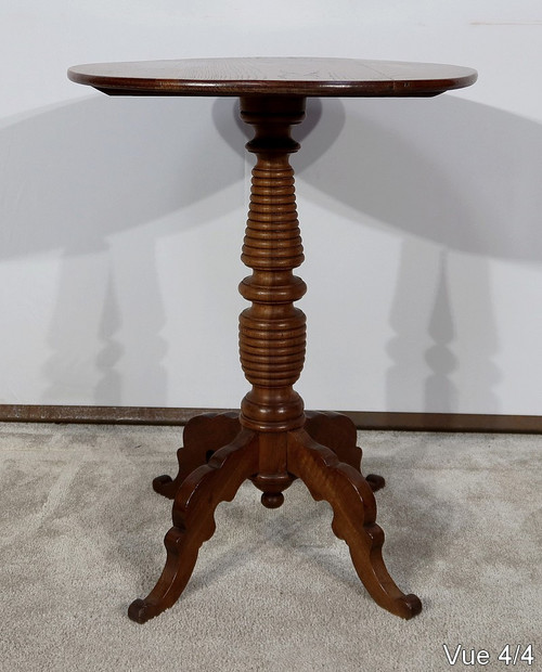 Small Oak and Walnut Pedestal Table - Late 19th century