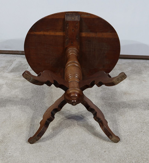 Small Oak and Walnut Pedestal Table - Late 19th century