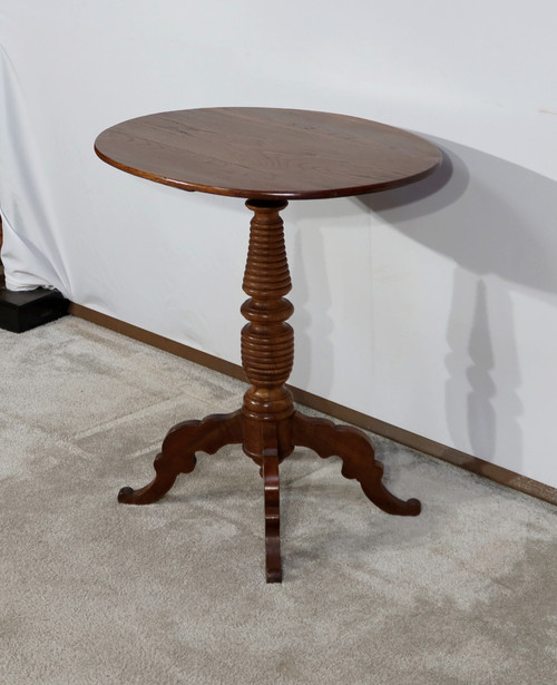 Small Oak and Walnut Pedestal Table - Late 19th century