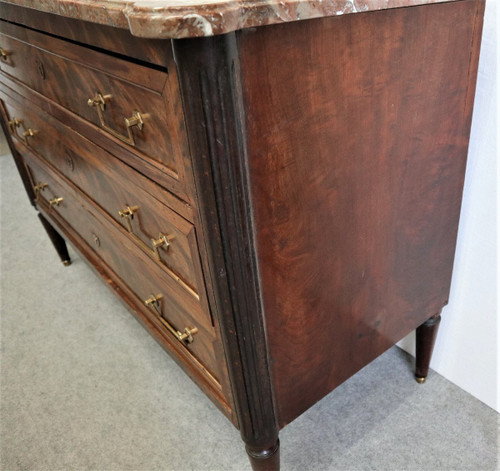 Louis XVI Style Commode In Mahogany Marble Top