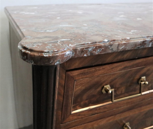 Louis XVI Style Commode In Mahogany Marble Top