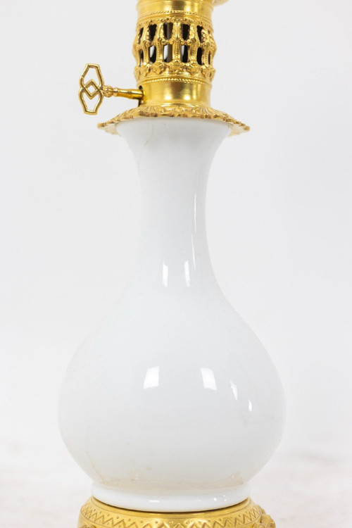 Pair Of White And Bronze Porcelain Lamps, Circa 1880, LS3770397