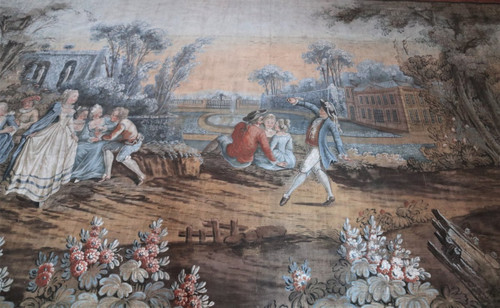 Very Large Oil On Canvas, Fresco In The Eighteenth Century Style, 264x672cm