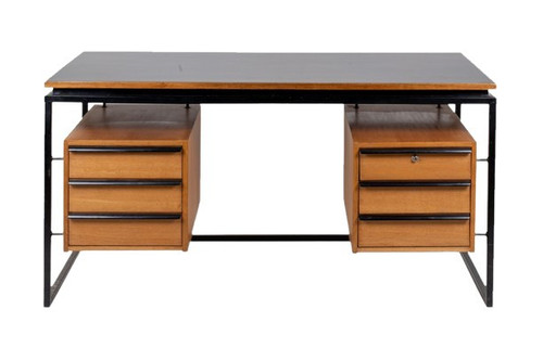 Bureau En Chêne Et Métal Laqué, Années 1970, LS4762911A