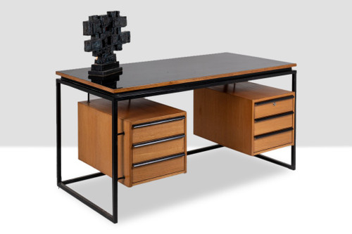 Bureau En Chêne Et Métal Laqué, Années 1970, LS4762911A