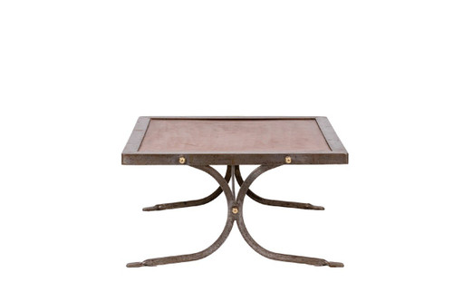 Industrial Style Coffee Table In Iron And Leather, 1970s, Ls5165803d