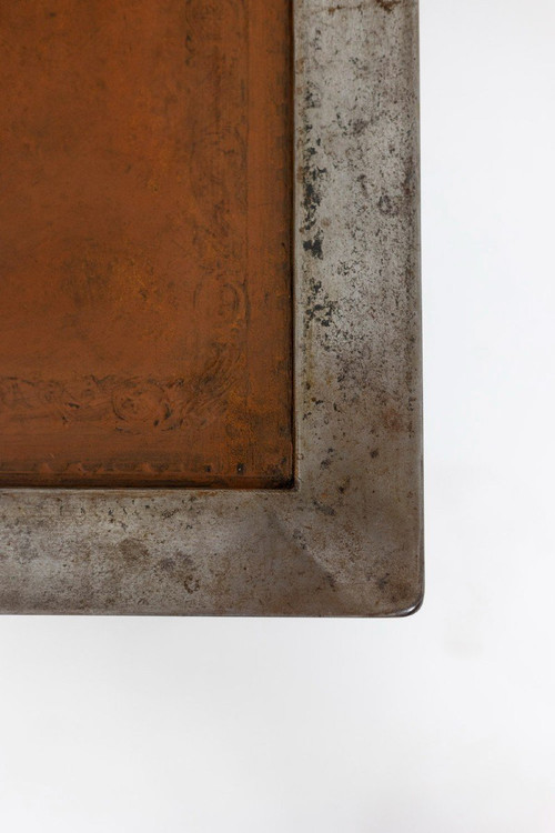 Industrial Style Coffee Table In Iron And Leather, 1970s, Ls5165803d