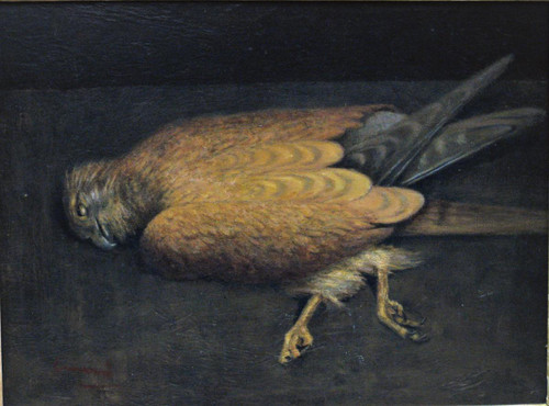 Still Life With Raptor, Oil On Panel, French School Of The Twentieth Century