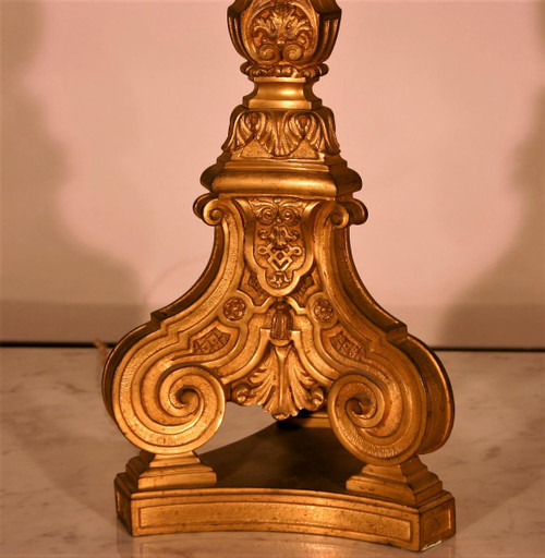 Large Lamp, Foot In Chiselled And Gilded Bronze, Late Nineteenth Century