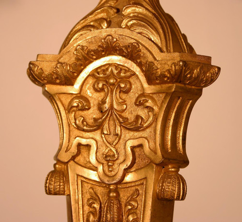 Large Lamp, Foot In Chiselled And Gilded Bronze, Late Nineteenth Century