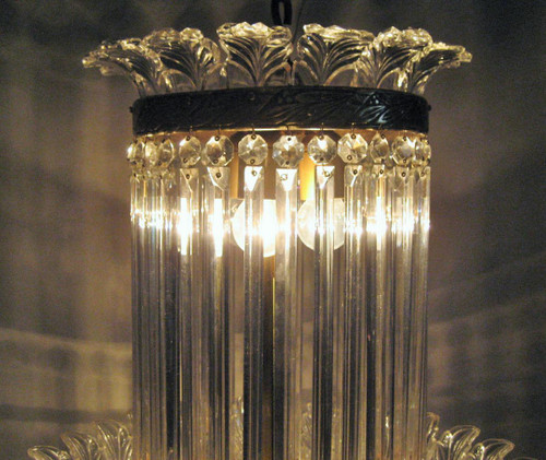 Chandelier With Palmettes And Glass Bars, Early 20th