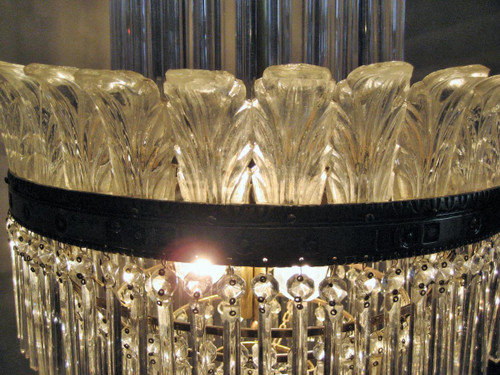 Chandelier With Palmettes And Glass Bars, Early 20th