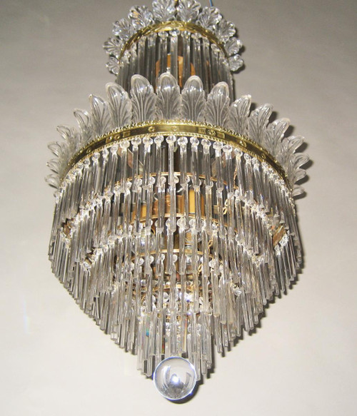 Chandelier With Palmettes And Glass Bars, Early 20th