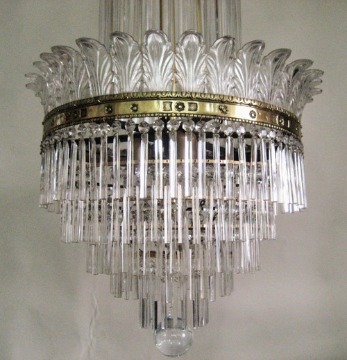 Chandelier With Palmettes And Glass Bars, Early 20th