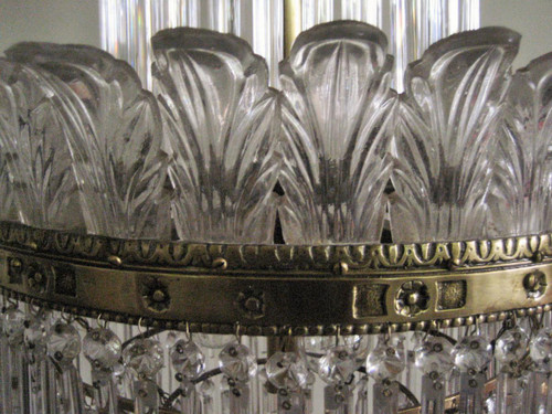 Chandelier With Palmettes And Glass Bars, Early 20th