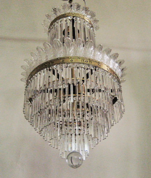 Chandelier With Palmettes And Glass Bars, Early 20th