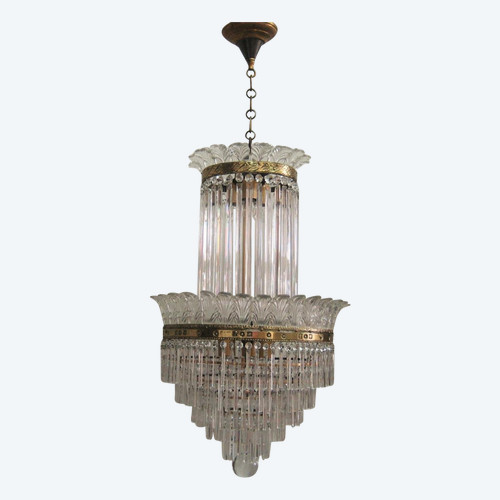 Chandelier With Palmettes And Glass Bars, Early 20th