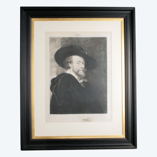 Engraving On Velin, Self Portrait, After Rubens, Hathez, 1890, Framed