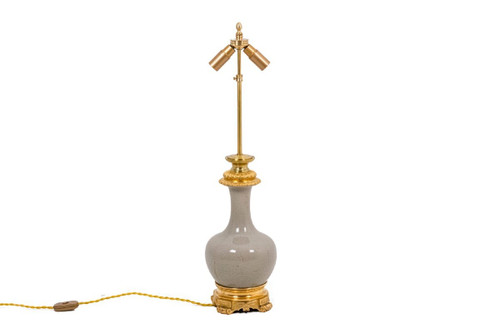 Cracked Celadon Porcelain And Gilt Bronze Lamp, Circa 1880, Ls4517471