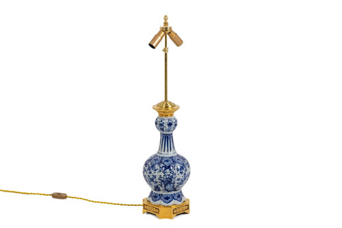 Delft Earthenware And Gilt Bronze Lamp, 19th Century, Ls450301