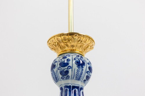 Delft Earthenware And Gilt Bronze Lamp, 19th Century, Ls450301