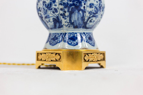 Delft Earthenware And Gilt Bronze Lamp, 19th Century, Ls450301