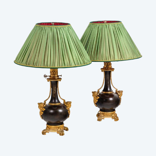 Pair Of Sheet Metal And Gilt Bronze Lamps, Circa 1880, Op529901